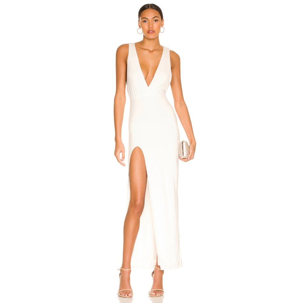 superdown Erika Deep V Jersey Maxi in Ivory